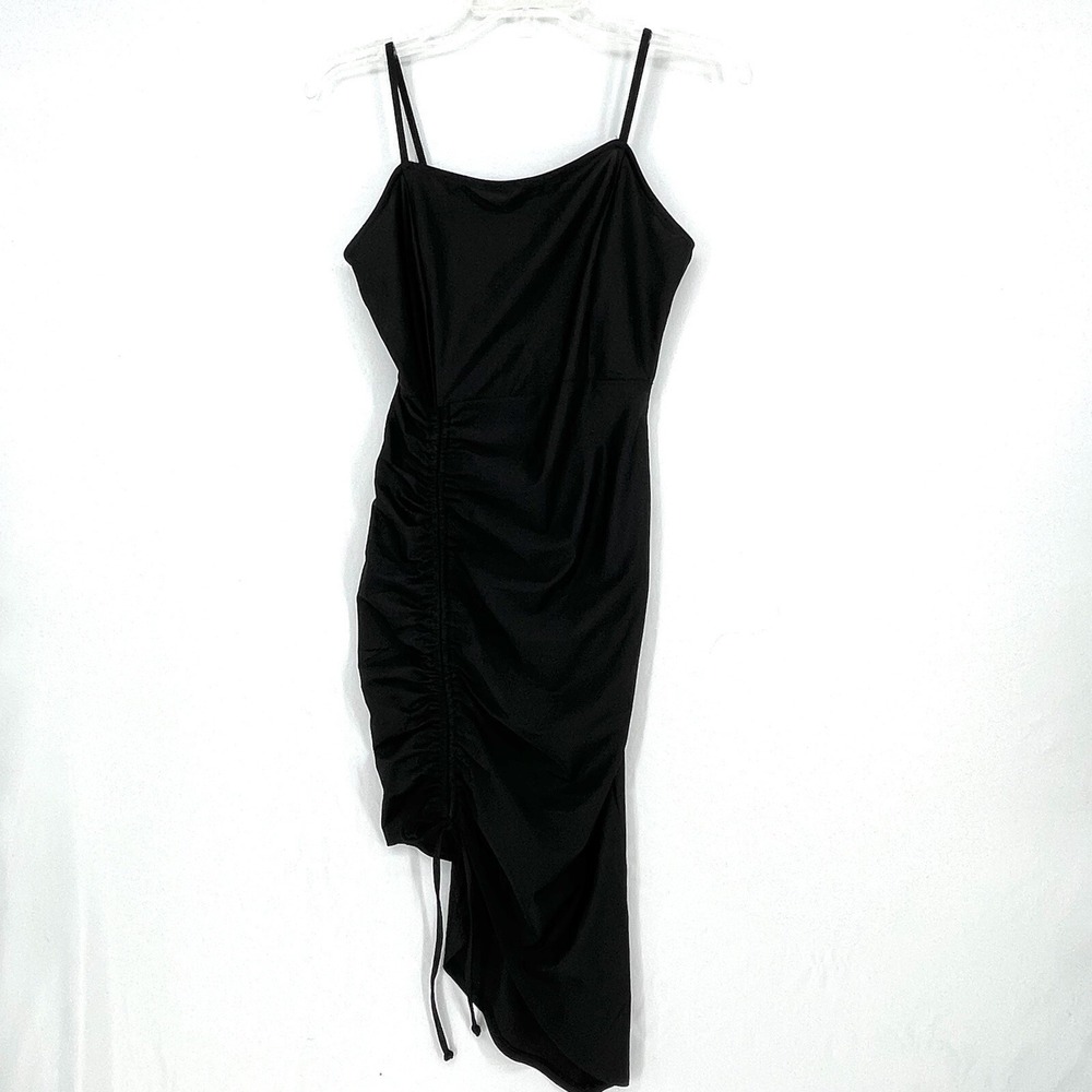 Popular 21 Black‎ Sleeveless Bodycon Dress Drawstring Asymmetrical Side Size M